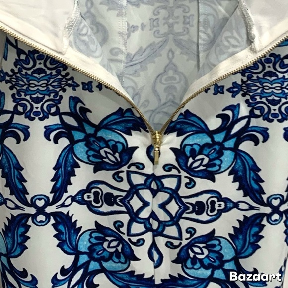 B Darlin Blue and White Bodycon Mini Dress Spaghetti Strap - Picture 6 of 7